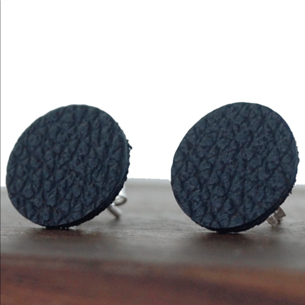 New Wire and Hide black leather pierced earrings